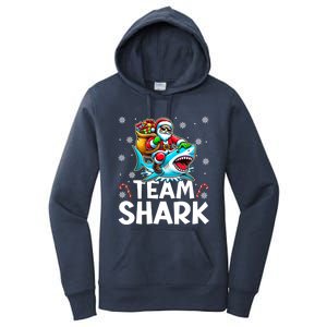 Team Shark Christmas Funnylights Santa Hat Snowflakes Xmas Cool Gift Women's Pullover Hoodie