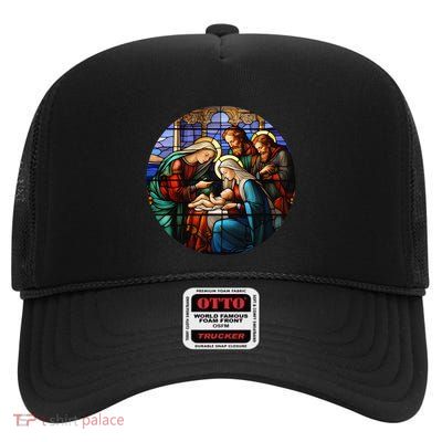 True Story Christmas Nativity Jesus Christian High Crown Mesh Back Trucker Hat