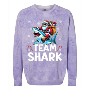 Team Shark Christmas Funnylights Santa Hat Snowflakes Xmas Great Gift Colorblast Crewneck Sweatshirt