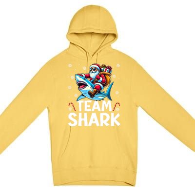 Team Shark Christmas Funnylights Santa Hat Snowflakes Xmas Great Gift Premium Pullover Hoodie