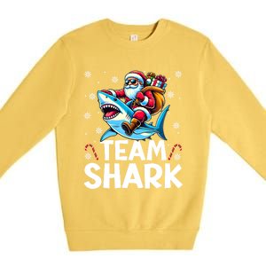 Team Shark Christmas Funnylights Santa Hat Snowflakes Xmas Great Gift Premium Crewneck Sweatshirt