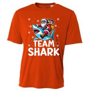 Team Shark Christmas Funnylights Santa Hat Snowflakes Xmas Great Gift Cooling Performance Crew T-Shirt