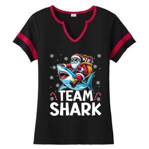 Team Shark Christmas Funnylights Santa Hat Snowflakes Xmas Great Gift Ladies Halftime Notch Neck Tee