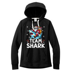 Team Shark Christmas Funnylights Santa Hat Snowflakes Xmas Great Gift Women's Fleece Hoodie