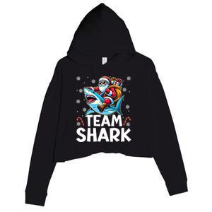 Team Shark Christmas Funnylights Santa Hat Snowflakes Xmas Great Gift Crop Fleece Hoodie