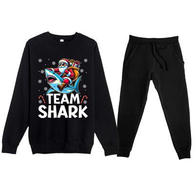 Team Shark Christmas Funnylights Santa Hat Snowflakes Xmas Great Gift Premium Crewneck Sweatsuit Set