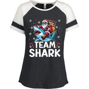 Team Shark Christmas Funnylights Santa Hat Snowflakes Xmas Great Gift Enza Ladies Jersey Colorblock Tee