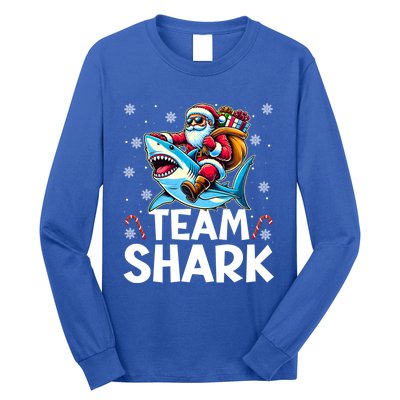 Team Shark Christmas Funnylights Santa Hat Snowflakes Xmas Great Gift Long Sleeve Shirt