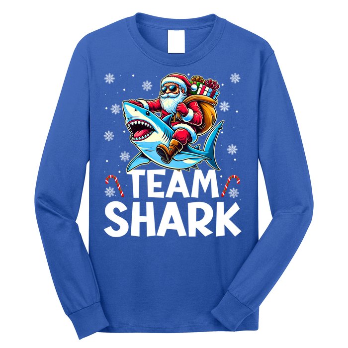 Team Shark Christmas Funnylights Santa Hat Snowflakes Xmas Great Gift Long Sleeve Shirt