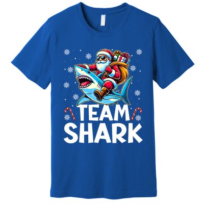 Team Shark Christmas Funnylights Santa Hat Snowflakes Xmas Great Gift Premium T-Shirt