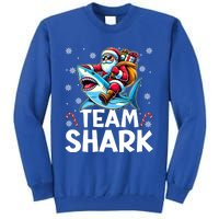 Team Shark Christmas Funnylights Santa Hat Snowflakes Xmas Great Gift Tall Sweatshirt