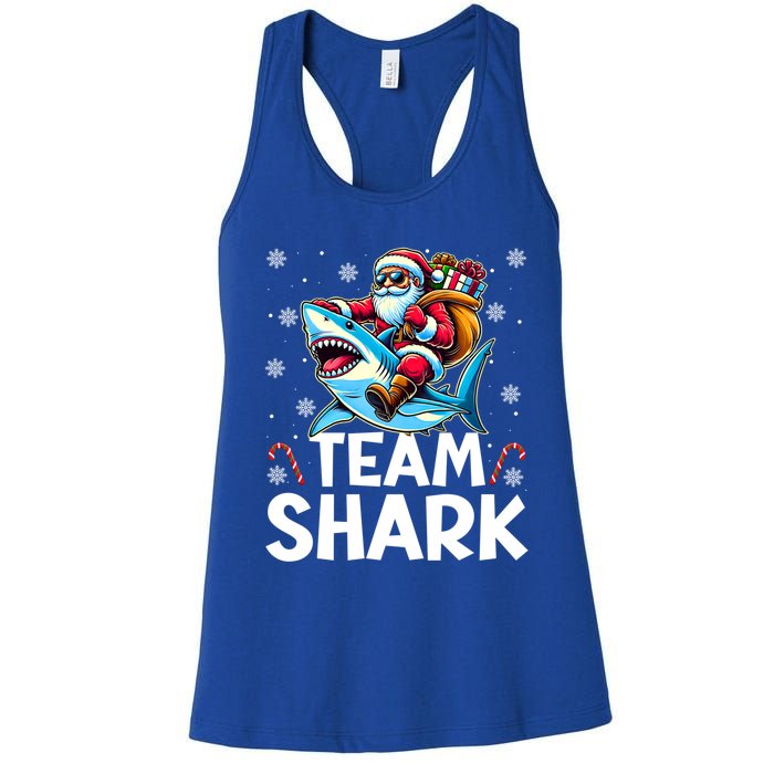 Team Shark Christmas Funnylights Santa Hat Snowflakes Xmas Great Gift Women's Racerback Tank