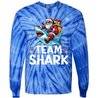 Team Shark Christmas Funnylights Santa Hat Snowflakes Xmas Great Gift Tie-Dye Long Sleeve Shirt