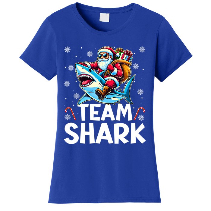 Team Shark Christmas Funnylights Santa Hat Snowflakes Xmas Great Gift Women's T-Shirt