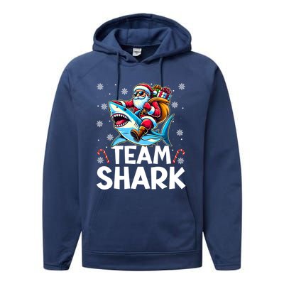 Team Shark Christmas Funnylights Santa Hat Snowflakes Xmas Great Gift Performance Fleece Hoodie