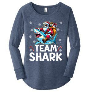 Team Shark Christmas Funnylights Santa Hat Snowflakes Xmas Great Gift Women's Perfect Tri Tunic Long Sleeve Shirt