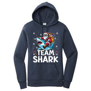 Team Shark Christmas Funnylights Santa Hat Snowflakes Xmas Great Gift Women's Pullover Hoodie