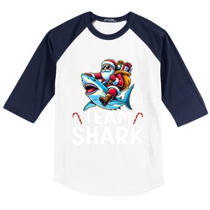 Team Shark Christmas Funnylights Santa Hat Snowflakes Xmas Great Gift Baseball Sleeve Shirt