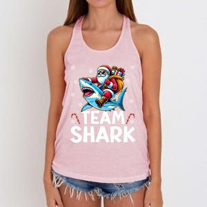 Team Shark Christmas Funnylights Santa Hat Snowflakes Xmas Great Gift Women's Knotted Racerback Tank