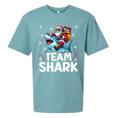 Team Shark Christmas Funnylights Santa Hat Snowflakes Xmas Great Gift Sueded Cloud Jersey T-Shirt