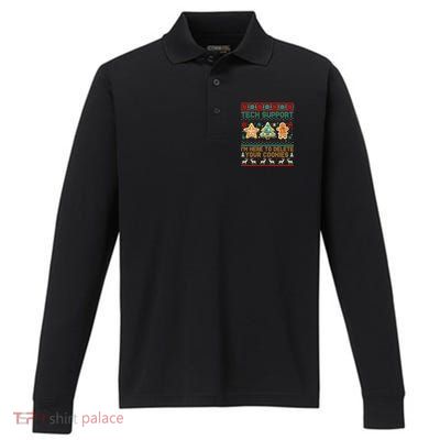 Tech Support Christmas Cookies Performance Long Sleeve Polo