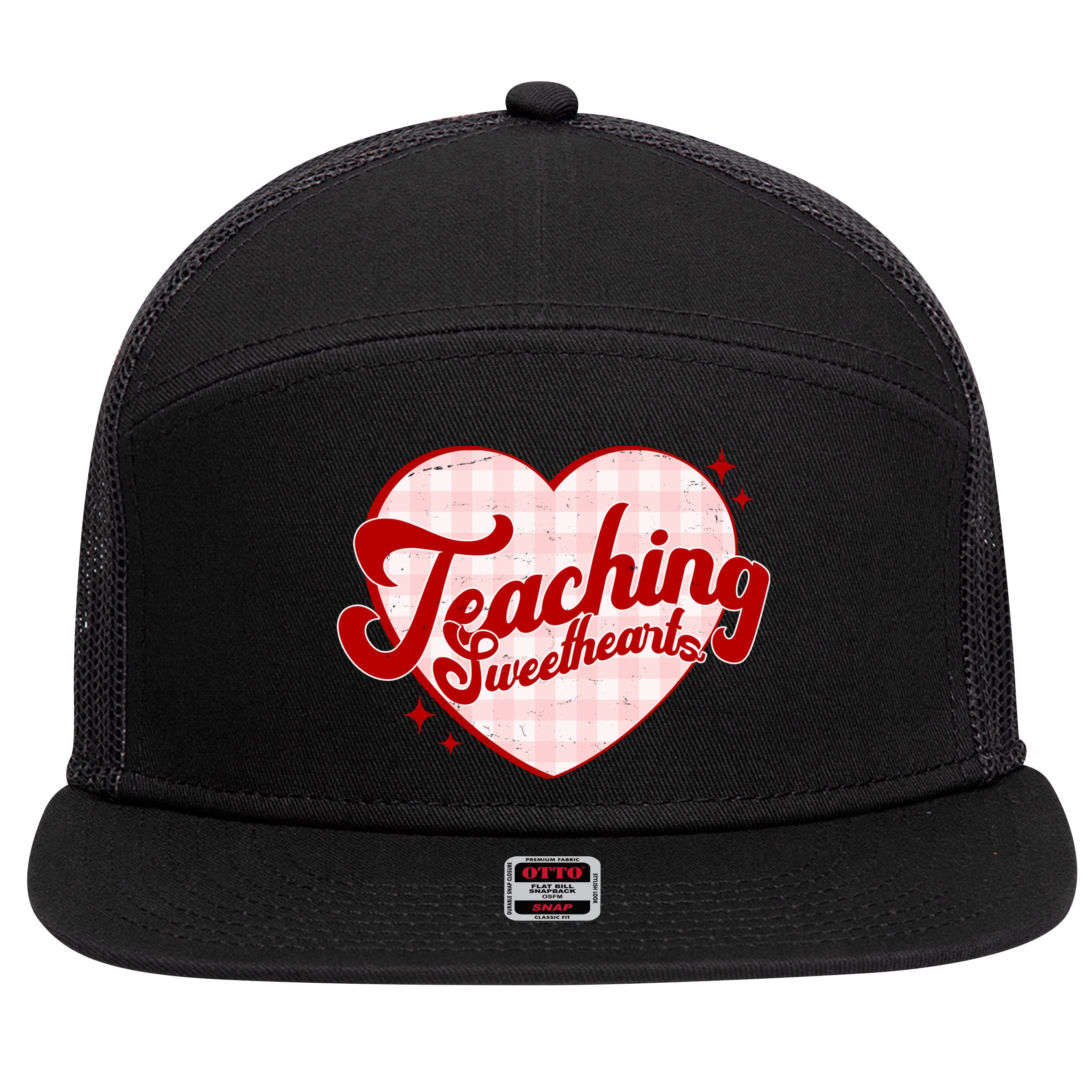 Teaching Sweethearts Cute Valentines Day Teacher 7 Panel Mesh Trucker Snapback Hat