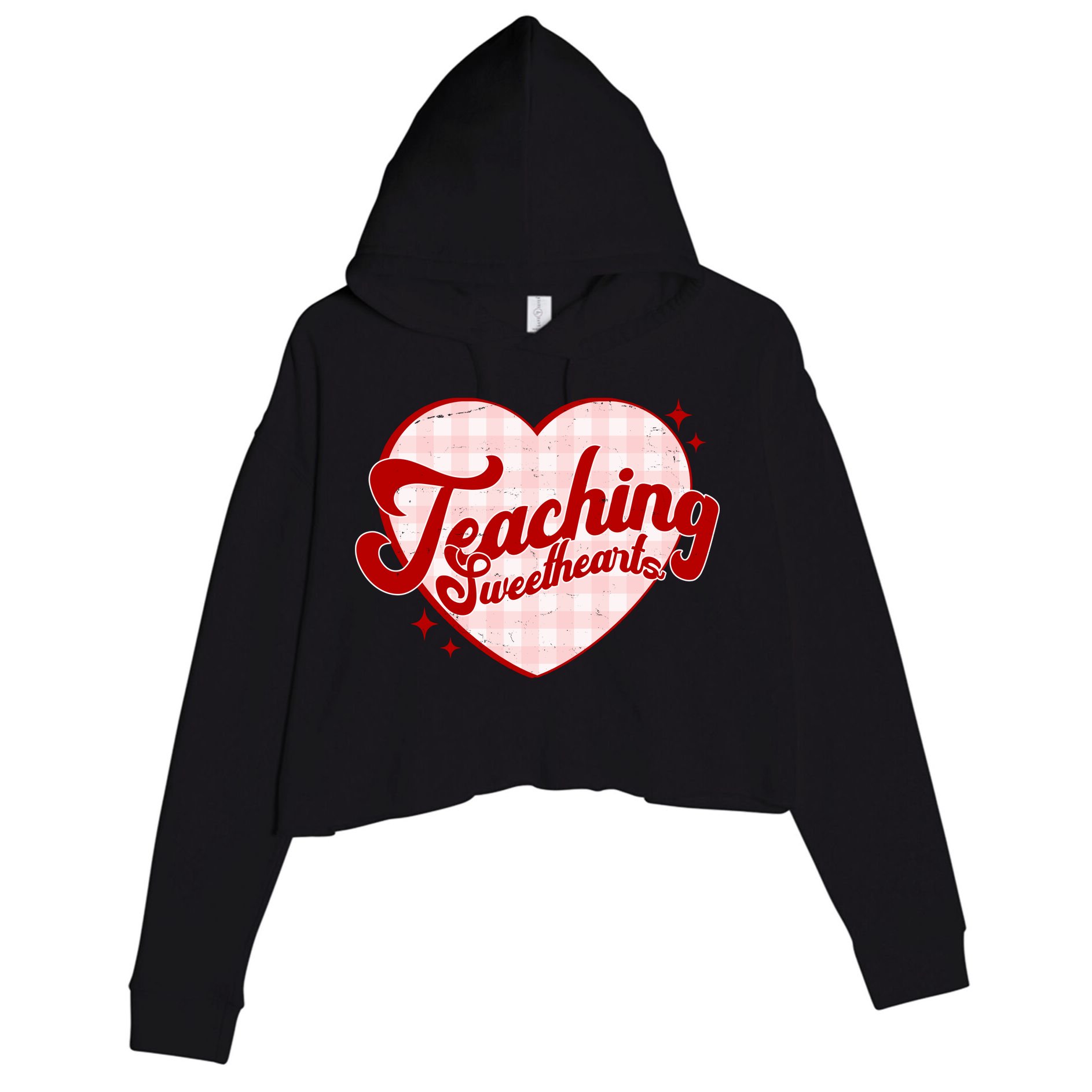 Teaching Sweethearts Cute Valentines Day Teacher Crop Fleece Hoodie