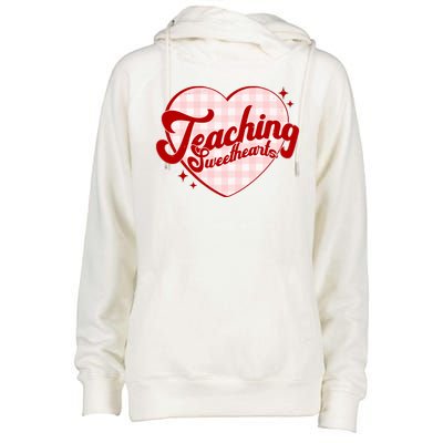 Teaching Sweethearts Cute Valentines Day Teacher Womens Funnel Neck Pullover Hood