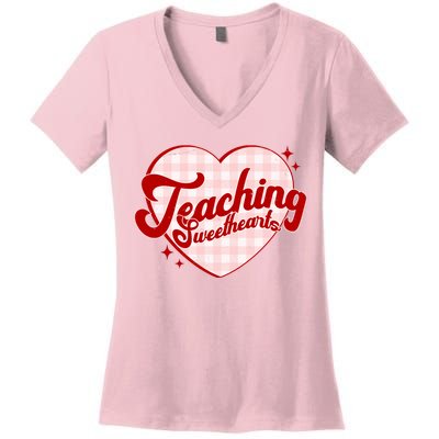 Teaching Sweethearts Cute Valentines Day Teacher Women's V-Neck T-Shirt