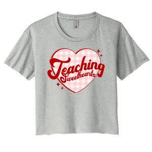 Teaching Sweethearts Cute Valentines Day Teacher Women's Crop Top Tee