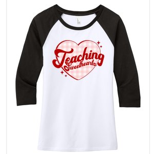 Teaching Sweethearts Cute Valentines Day Teacher Women's Tri-Blend 3/4-Sleeve Raglan Shirt