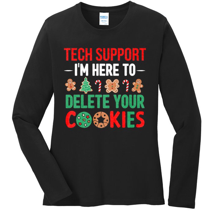 Tech Support Christmas Cookies Ladies Long Sleeve Shirt