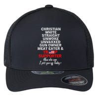 Trump Supporter Christian White Straight Unwoke Unvaxxed Flexfit Unipanel Trucker Cap