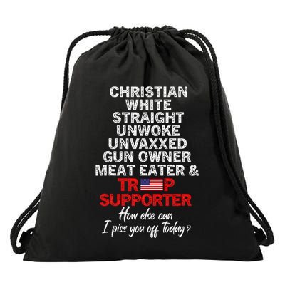 Trump Supporter Christian White Straight Unwoke Unvaxxed Drawstring Bag
