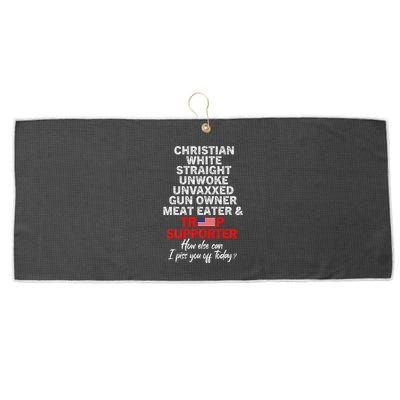 Trump Supporter Christian White Straight Unwoke Unvaxxed Large Microfiber Waffle Golf Towel