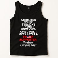 Trump Supporter Christian White Straight Unwoke Unvaxxed Tank Top