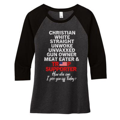 Trump Supporter Christian White Straight Unwoke Unvaxxed Women's Tri-Blend 3/4-Sleeve Raglan Shirt