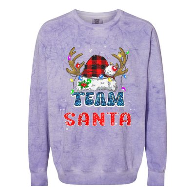 Team Santa Claus Hat Buffalo Plaid Christmas Matching Family Colorblast Crewneck Sweatshirt