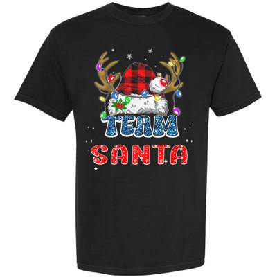 Team Santa Claus Hat Buffalo Plaid Christmas Matching Family Garment-Dyed Heavyweight T-Shirt