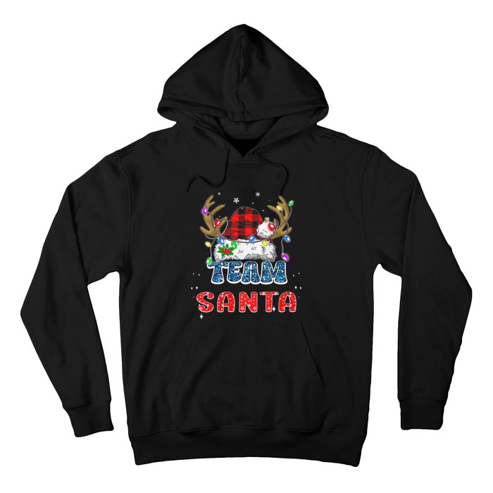 Team Santa Claus Hat Buffalo Plaid Christmas Matching Family Hoodie