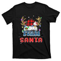 Team Santa Claus Hat Buffalo Plaid Christmas Matching Family T-Shirt