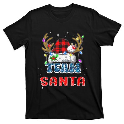 Team Santa Claus Hat Buffalo Plaid Christmas Matching Family T-Shirt