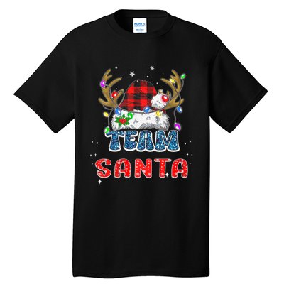 Team Santa Claus Hat Buffalo Plaid Christmas Matching Family Tall T-Shirt