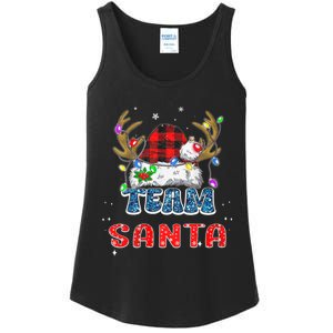 Team Santa Claus Hat Buffalo Plaid Christmas Matching Family Ladies Essential Tank