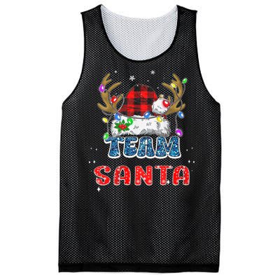 Team Santa Claus Hat Buffalo Plaid Christmas Matching Family Mesh Reversible Basketball Jersey Tank