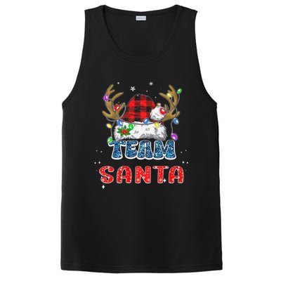 Team Santa Claus Hat Buffalo Plaid Christmas Matching Family PosiCharge Competitor Tank