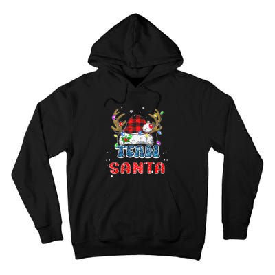 Team Santa Claus Hat Buffalo Plaid Christmas Matching Family Tall Hoodie