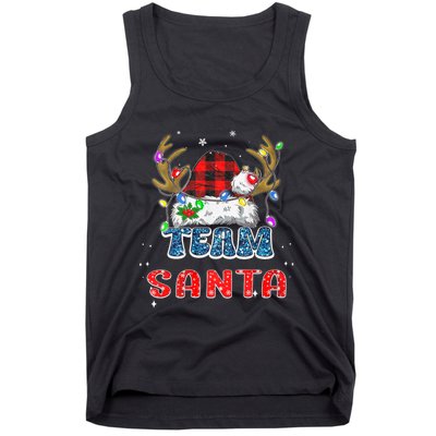 Team Santa Claus Hat Buffalo Plaid Christmas Matching Family Tank Top