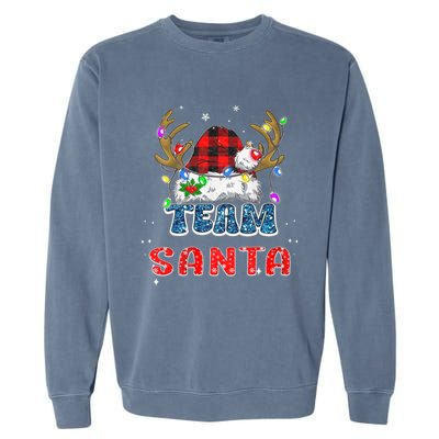 Team Santa Claus Hat Buffalo Plaid Christmas Matching Family Garment-Dyed Sweatshirt