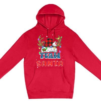 Team Santa Claus Hat Buffalo Plaid Christmas Matching Family Premium Pullover Hoodie